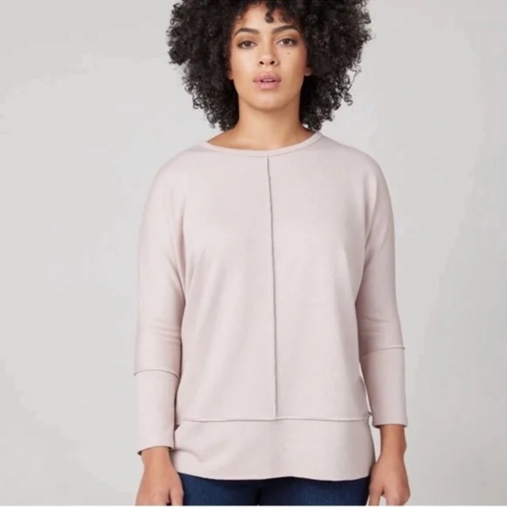 Spanx Perfect Length Top, Dolman 3/4 Sleeve Oat Top Womens Size L